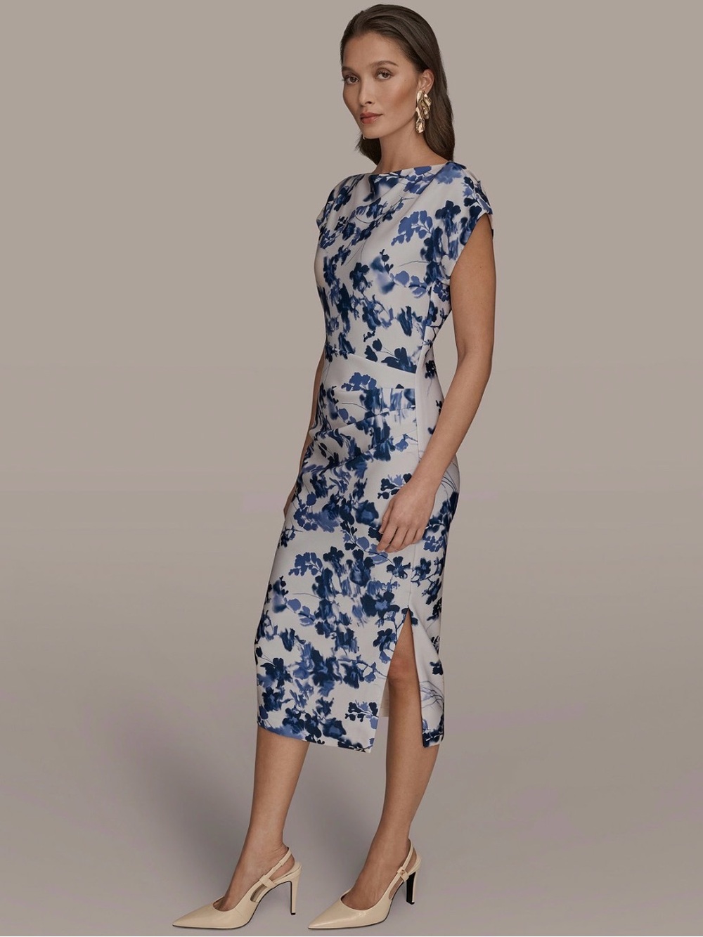 NWT Donna Karan Women's Boat Neck Midi Dress. Size 14. - Picture 2 of 11
